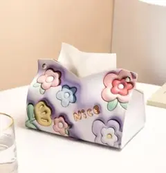 ②【新品未使用品】花柄ティッシュボックス