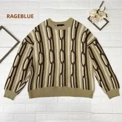 RAGEBLUE 3Dニットセーター ベージュ ブラウン M レトロ カジュアルのサムネイル