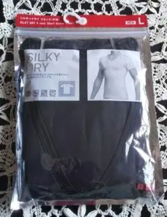 シルキードライ Vネック 半袖 Tシャツ L ブラック ユニクロ 抗菌消臭 黒