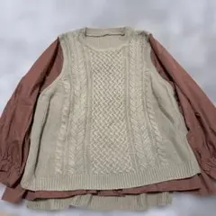 リブインコンフォート ベスト付きトップス 大きいサイズ