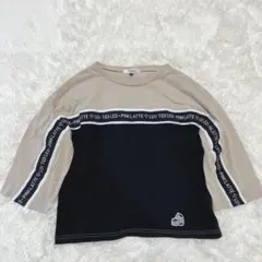 【PINK-latte】ロゴライン切替トップス Mサイズ／配色デザインロンT