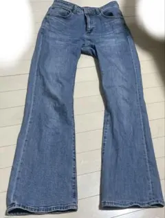 【221-342754】GU フレアパンツ デニム ブルー L