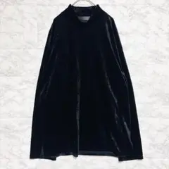 ミンソビ◆ベルベットハイネックトップス(XL)ゆるだぼ サイドスリット ブラック