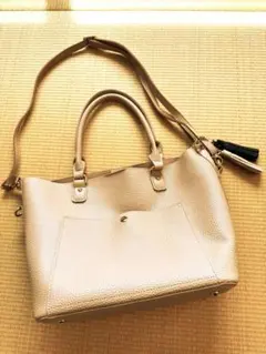 美品 2WAYトートバッグ A4可 通勤 ピンクベージュ 大容量