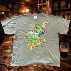 古着　Tシャツ グリーン　アニマル　90s Y2K ビール　企業　半袖