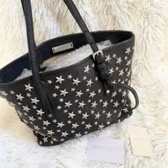 良品 JIMMY CHOO ジミーチュウ スタッズ 星 トートバッグ ブラックのサムネイル
