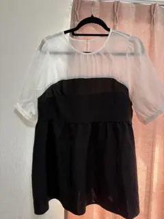 ‼️美品‼️ホワイト/ブラック 半袖トップス 3L！