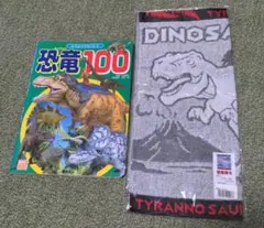 恐竜 本(中古) タオル(新品未使用) 2点セット 動物アルバム 福井恐竜博物館