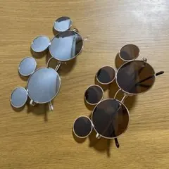ディズニーリゾート　サングラス　ブラウン　グレー　ペア　セット　ミッキーマウス