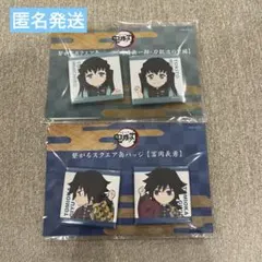 鬼滅の刃 描き下ろしみにきゃら 繋がるスクエア缶バッジ 冨岡義勇 時透無一郎