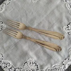 デンマーク製 シルバープレート フォーク 2本 ペア ヴィンテージ アールデコ