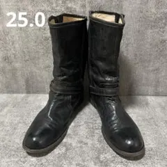 【卑弥呼】エンジニアブーツ　黒　ブラック　25cm レザー　ベルトデザイン