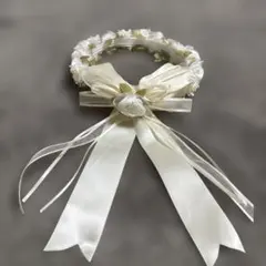 ホワイト花冠リボン カチューシャ 発表会