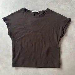 ZARA クロップド丈 tシャツ ダークブラウン 茶