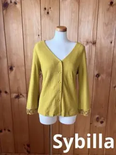 シビラ/カーディガン/トップス/カットソー/イエロー/L/長袖/コットン/日本製