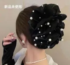 ブラック シフォン パール ヘアクリップ まとめ髪
