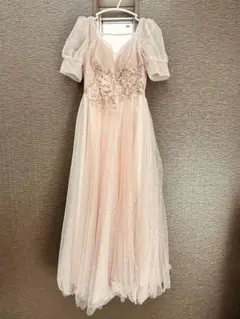 ウエスト大きな花が可愛い花びらフリル胸元スパンコール刺繍パーティー 