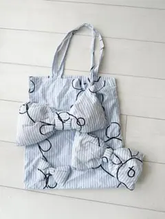 frankygrow ストライプくまトートバッグ
