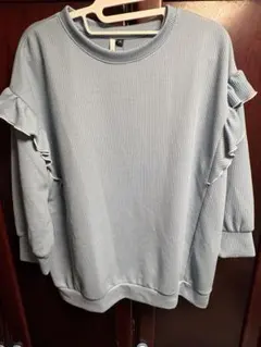 新品4L Vanilla studioリブ編み フリル付き 長袖トップス