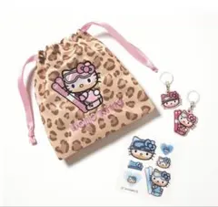 ハローキティ　巾着・チャーム・シールセット