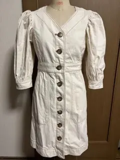 トリーバーチ アイボリー パフスリーブ ワンピース