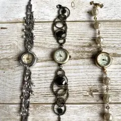 ハンドメイド　装飾的なクォーツ時計 3点セット
