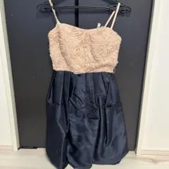 パーティー　結婚式　お呼ばれ　ドレス　ピンク　ネイビー　バルーンスカート　可愛い