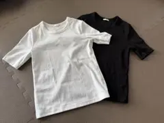 GUリブTシャツ 2枚セット ホワイト ブラックM