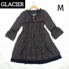 GLACIER 　花柄　ひざ丈ワンピース　レース　秋冬ワンピース