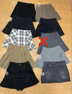 ミニスカート 1点 プリーツ フレア タイト デニム