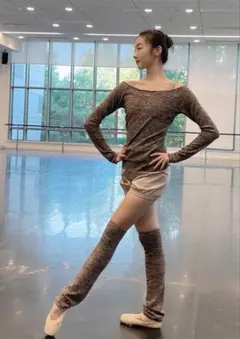 Dance Republic バレエレッグウォーマーブラウン58cmダンスヨガ