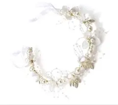 パールと花の装飾 ヘッドドレス