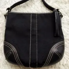 COACH シグネチャー ショルダーバッグ レザー ブラック