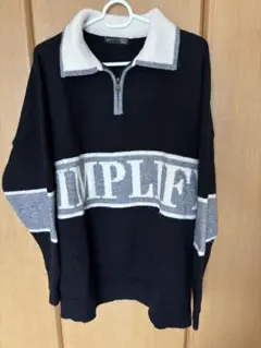 Dazy Mサイズ ジッパーポロセーター 黒/グレー