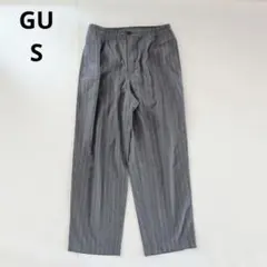 GU ジーユー ストライプワイドイージーパンツ S ウエストゴム