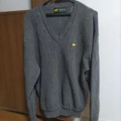 Golden Bear グレー Vネックセーター　ウール100％