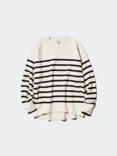 UNIQLO スムースコットンリラックスボーダークルーセーター　L