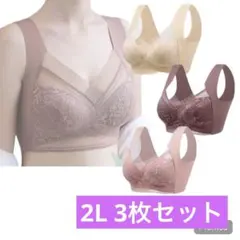 着痩せブラ　ナイトブラ　授乳ブラ シームレス　ノンワイヤー　2L 3枚セット