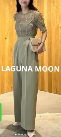 【Lagunamoon】パネルレースドッキングコンビネゾン　グリーン　M 美品のサムネイル