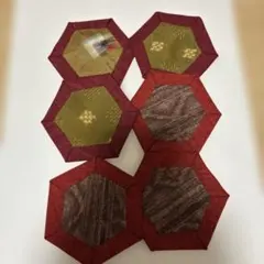 布製六角形コースター 6枚セット
