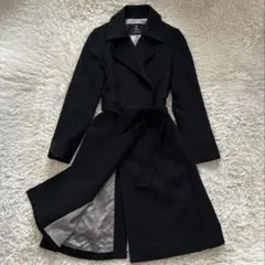 INED カシミヤ100% チェスターベルテッドコート スタンドカラー 黒 9