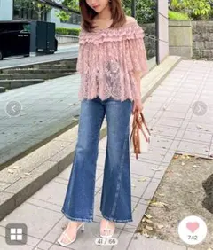 SNIDEL　Sustainableストレッチフレアデニムパンツ　00サイズ