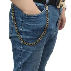 ウォレットチェーン ゴールド ダブルクリップ ヴィンテージ加工 アメカジ 重厚感
