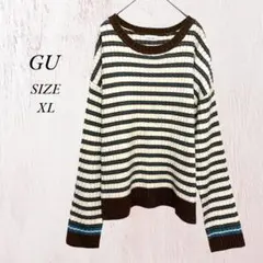 GU マルチボーダー 長袖ニット XL クルーネック