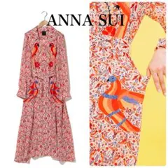 ANNA SUIアナ スイ　ガウンワンピース綺麗な色エキゾチックプリント F