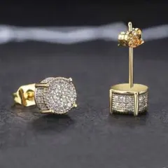 ✳️スタッドピアス ジルコニア パヴェ 高級CZダイヤ メンズ　ゴールド　18k✳️