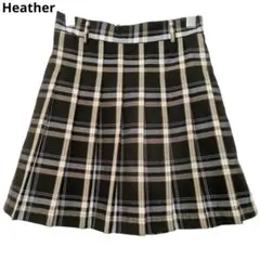 ヘザー プリーツミニスカート S チェック柄 ウエスト後ろゴム 韓国風 撮影衣装