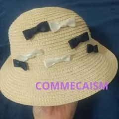 COMMECAISM コムサイズム キッズ用 麦わら帽子 リボン付き ベージュ