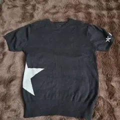 ブラック 星モチーフ 半袖ニットMサイズ