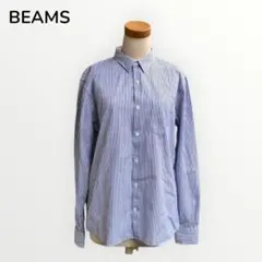 BEAMS✨️ストライプ長袖シャツ M コットン 胸ポケット